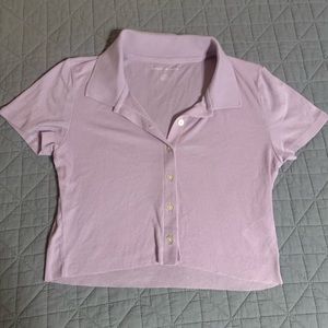 American Eagle purple cropped polo